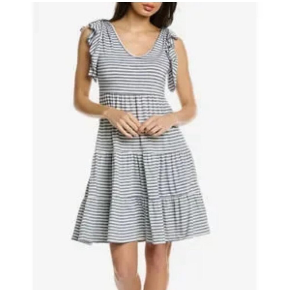 Max Studio Striped Dresses for Women Light Grey XS